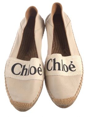 Chloe woody flat leather & canvas espadrilles